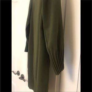Olive green long sleeved COS chic dress with arm pleats